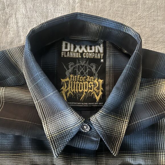 Dixxon Women’s Fit For An Autopsy Flannel Button Up Shirt Blue Brown Gray Medium - Picture 4 of 8